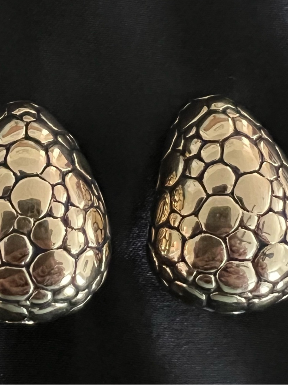 VTG Givenchy Pebbled/Hammered Nugget Clip-On Earrings